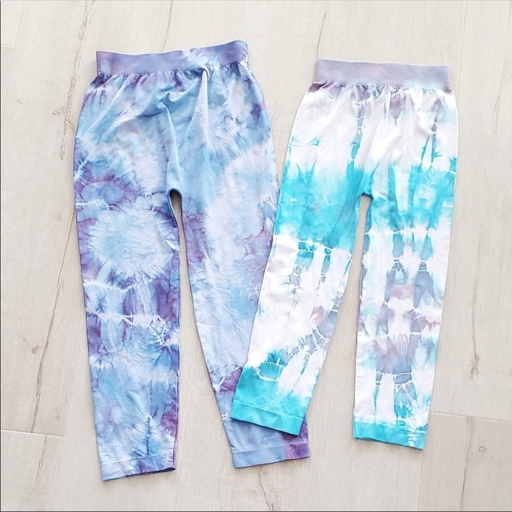 Left NIKIBIKI Blue/Purple Tie Dye Cropped …